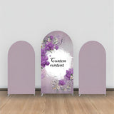 Allenjoy Elegant Purple Folral White Leaf Arch Backdrop Kit