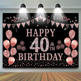 Allenjoy Elegant Rose Gold Sparkling 40Th Birthday Backdrop