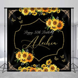 Allenjoy Elegant Sunflower Black Custom 50Th Birthday Backdrop