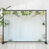 Allenjoy Elegant White Curtain And Flowers Weddiing Backdrop