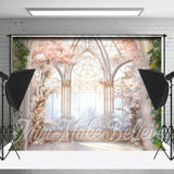 Allenjoy Elegant Window Pink Floral Wedding Photo Backdrop