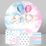 Allenjoy Elephant Gender Reveal Circle Baby Shower Backdrop