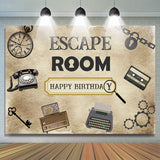 Allenjoy Escape Room Mystery Happy Birthday Party Backdrop