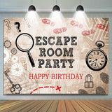 Allenjoy Escape Room Party Magnifier Happy Birthday Backdrop