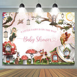 Allenjoy Fairy Mushroom House Girls Baby Shower Backdrop