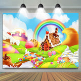 Allenjoy Fantasy Candy Land Rainbow Dessert Birthday Backdrop