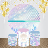 Allenjoy Fantasy Mermaid Pearl Round Birthday Backdrop Kit