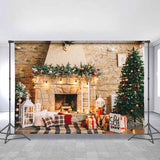 Allenjoy Fireplace Brick Wall Christmas Photoshoot Backdrops