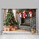 Allenjoy Fireplace Gifts Christmas Tree Photography Backdrop