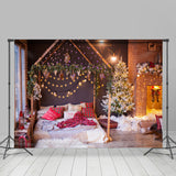 Allenjoy Fireplace Tree Bedroom Photo Christmas Backdrop