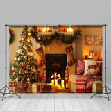 Allenjoy Fireplace Tree Stockings Christmas Family Backdrop