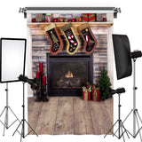 Allenjoy Fireplace Wall Christmas Socks Photography Backdrop