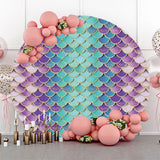 Allenjoy Fish Scales Gradient Mermaid Round Birthday Backdrop