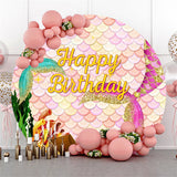 Allenjoy Fish Scales Treasure Mermaid Round Birthday Backdrop