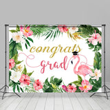 Allenjoy Flamingo Hawaii Floral Congrats Grad Backdrop