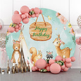 Allenjoy Floral And Animals Happy Birthday Circle Backdrop