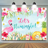 Allenjoy Floral And Flamingo Lets Hamingle Birthday Backdrop