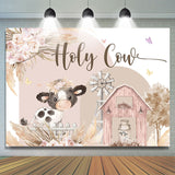 Allenjoy Floral Farm Holy Cow Cute Happy Birthday Backdrop