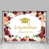 Allenjoy Floral Glitter Gold Congratulations Graduate Backdrop