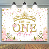 Allenjoy Floral Little Onderful Happy Birthday Backdrop