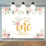 Allenjoy Floral Pink Little Miss Onederful Birthday Backdrop