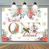 Allenjoy Floral With Snowflake Winter Onederland Backdrop