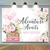 Allenjoy Flower Balloon Adventure Await Birthday Backdrop