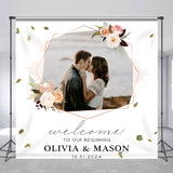 Allenjoy Flower Leaves Personalized Photo Wedding Backdrop