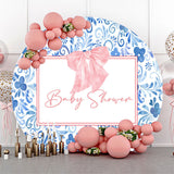 Allenjoy Flower Pattern Bowknot Round Baby Shower Backdrop