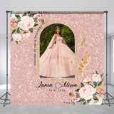 Allenjoy Flower Pink Quinceanera Personalized Photo Backdrop