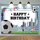 Allenjoy Football Field Building Flag Happy Birthday Backdrop