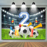 Allenjoy Football Field Stands Lawn 2Nd Birthday Backdrop