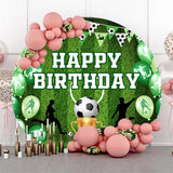 Allenjoy Football Turf Green Round Happy Birthday Backdrop