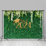 Allenjoy Fresh White Flower Green Grass Graduation Backdrop