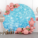 Allenjoy Frozen Blue Snowflake Winter Simple Round Backdrop