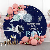 Allenjoy Galaxy Astonanut Stars Round Baby Shower Backdrop