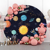 Allenjoy Galaxy Black Universe Lovely Round Birthday Backdrop