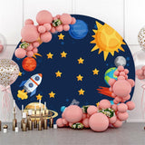 Allenjoy Galaxy Blue Universe Lovely Round Birthday Backdrop