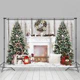 Allenjoy Garland Snowman Fireplace Christmas Tree Backdrop