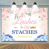 Allenjoy Gender Reveal Lashes Or Staches Floral Backdrop For Baby Shower