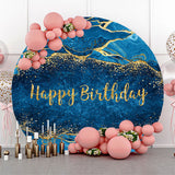 Allenjoy Gilt Abstract Texture Blue Circle Birthday Backdrop