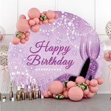 Allenjoy Giltter Purple Pearl Circle Happy Birthday Backdrop