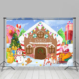 Allenjoy Gingerbread House Snowy Santa Christmas Backdrop