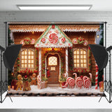 Allenjoy Gingerbread Man Candy Christmas House Photo Backdrop