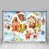 Allenjoy Gingerbread Snow Candyland Winter Christmas Backdrop