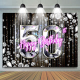 Allenjoy Glitter 50Th Diamonds Black Bokeh Birthday Backdrop