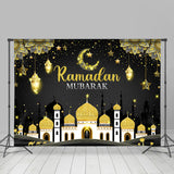 Allenjoy Glitter And Black Golden Ramadan Mubarak Backdrop