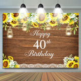 Allenjoy Glitter And Sunflowers Happy 40Th Birthday Backdrop