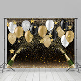 Allenjoy Glitter Balloon Star Champagne Graduation Backdrop