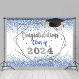 Allenjoy Glitter Blue And Silver Congratulations Class Backdrop